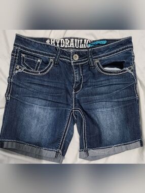 Hydraulic Denim Shorts Teen Low Rise Distressed Stretch Jean Shorts Size 9/10